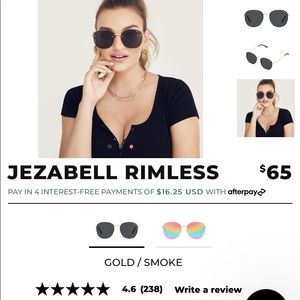 Quay jezabell rimless gold smoke sunglasses new